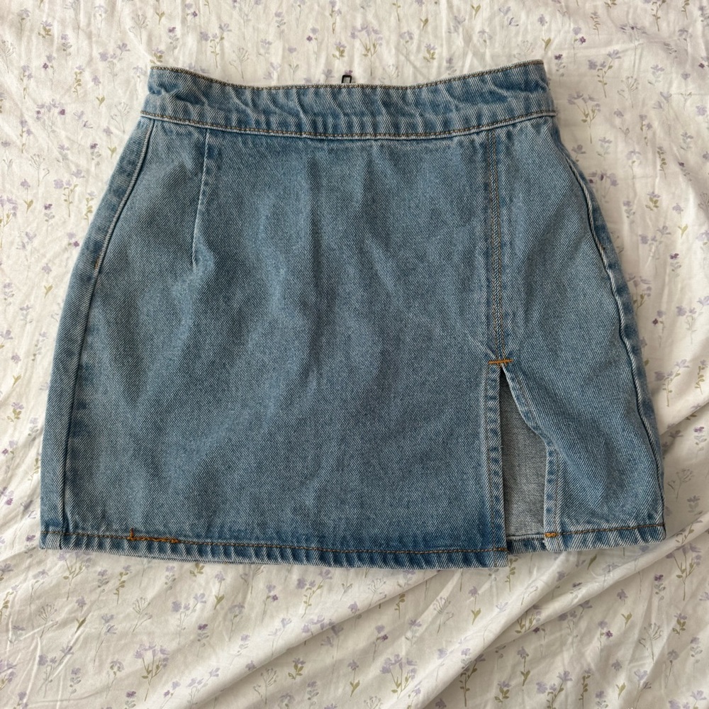 denim mini skirt